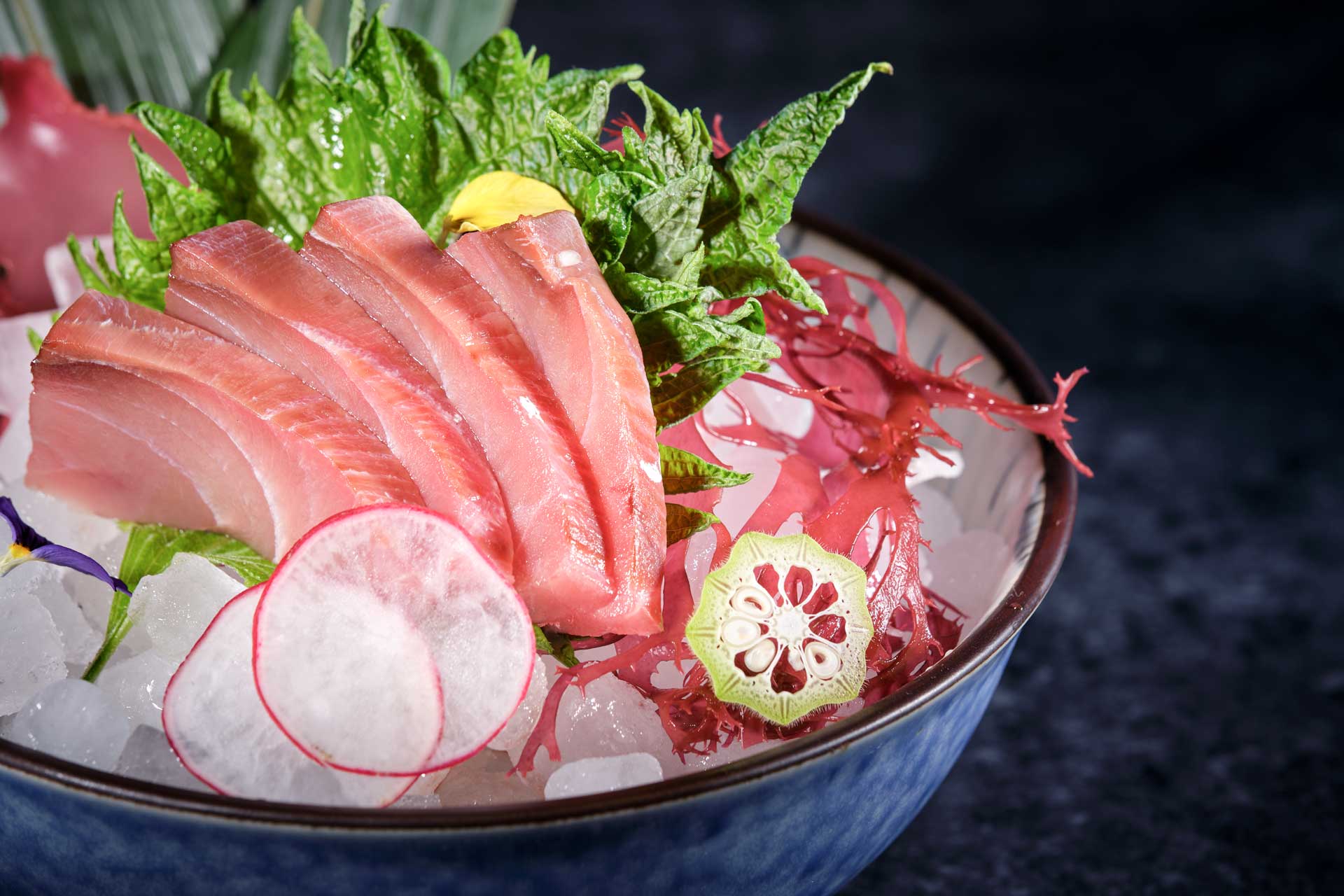 tazón de sashimi japonés con lonchas de atún crudo Gold Sushi