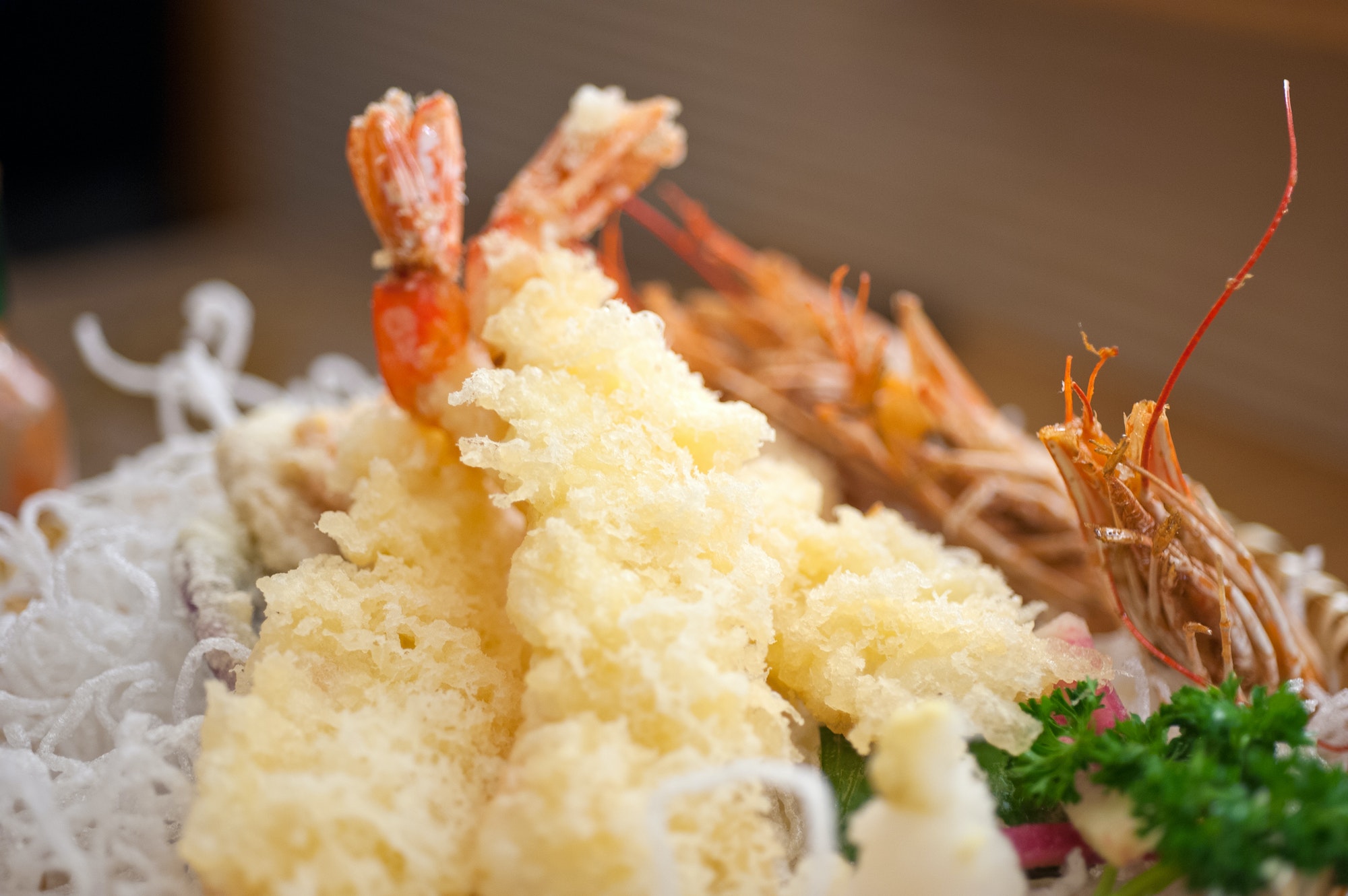 Camarones en tempura al estilo japones Gold Sushi